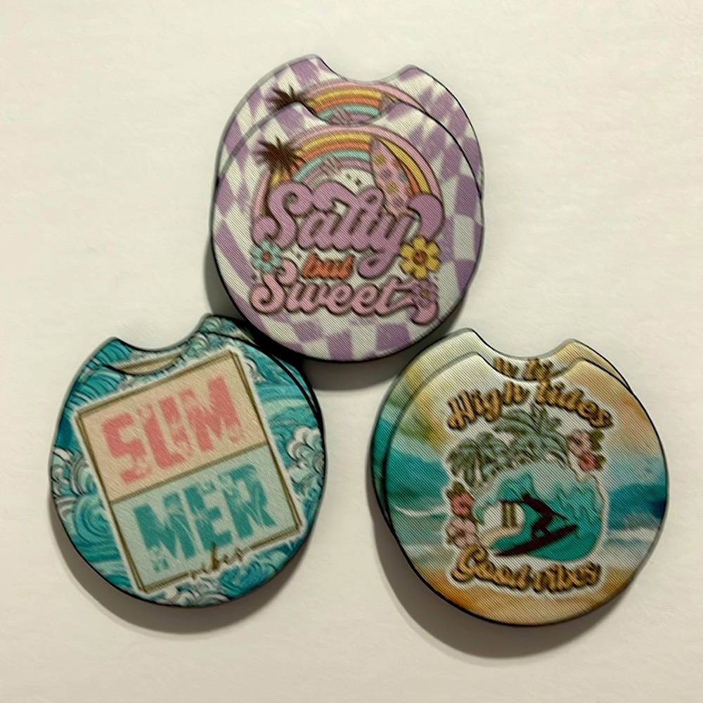 Set of 3 Summer-Themed Car Coasters